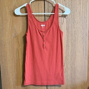 Old Navy Coral Buttoned Ribbed Tank Top